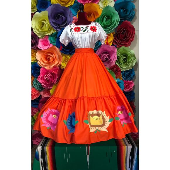 Mexican Black teared skirt only Day of the dead 5 de Mayo single  skirt mexico - Picture 9 of 11